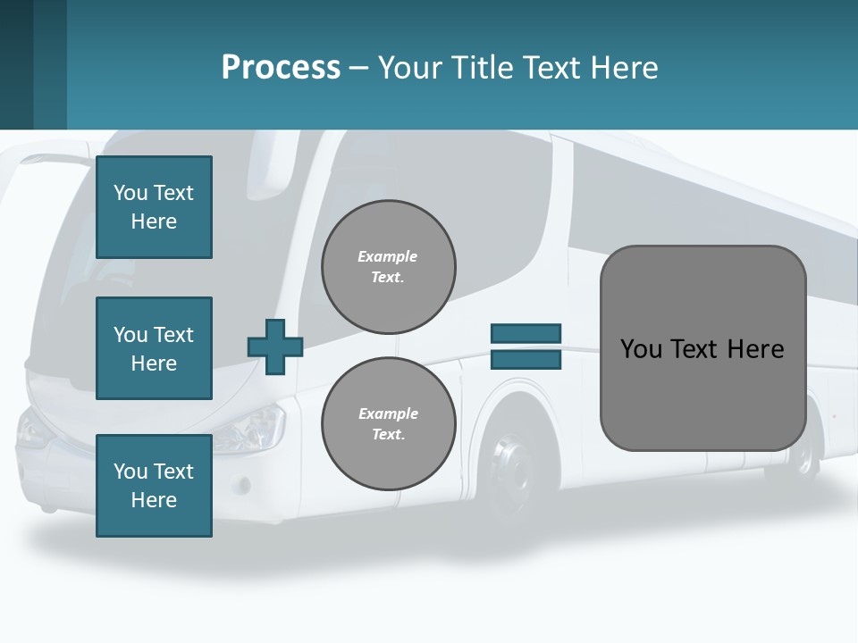 A White Bus Is Shown With A Blue Background PowerPoint Template