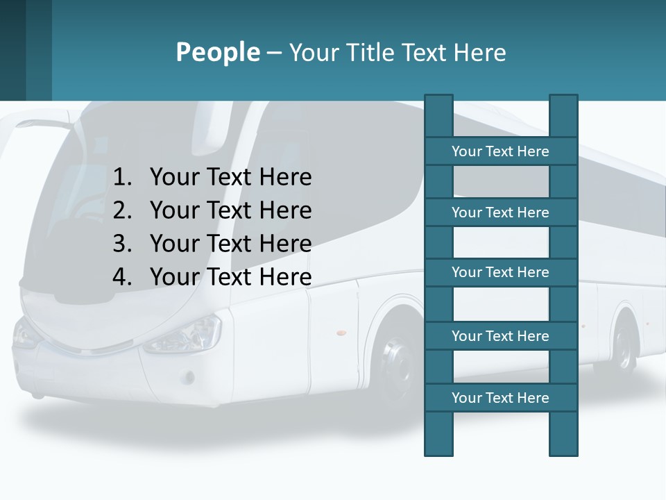 A White Bus Is Shown With A Blue Background PowerPoint Template