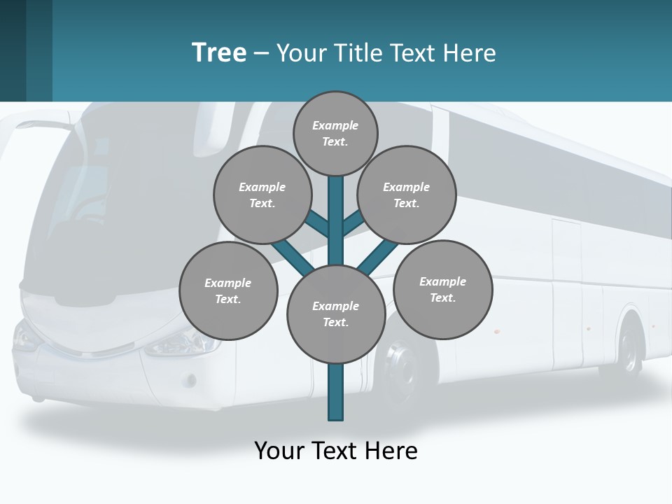 A White Bus Is Shown With A Blue Background PowerPoint Template