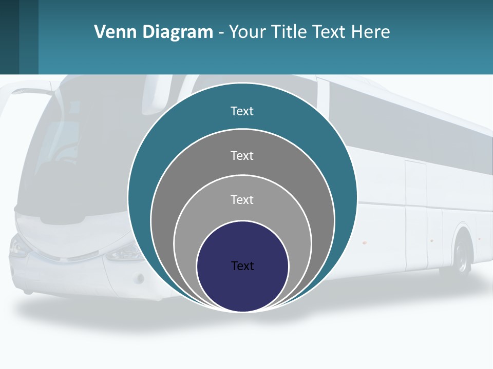 A White Bus Is Shown With A Blue Background PowerPoint Template