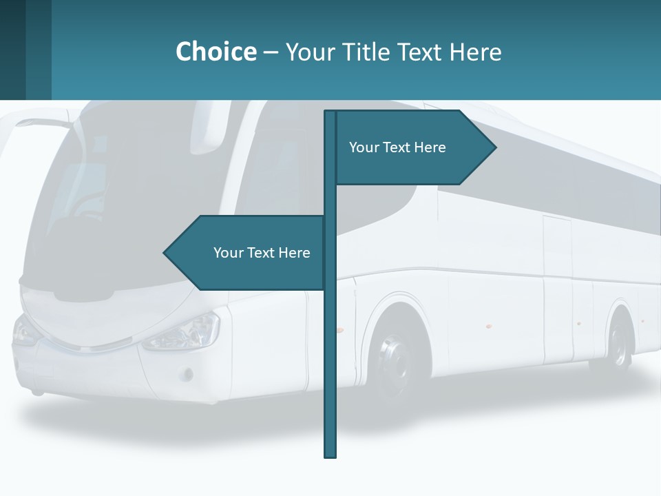A White Bus Is Shown With A Blue Background PowerPoint Template
