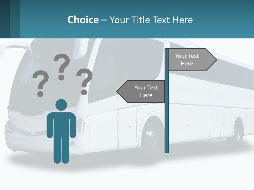 A White Bus Is Shown With A Blue Background PowerPoint Template