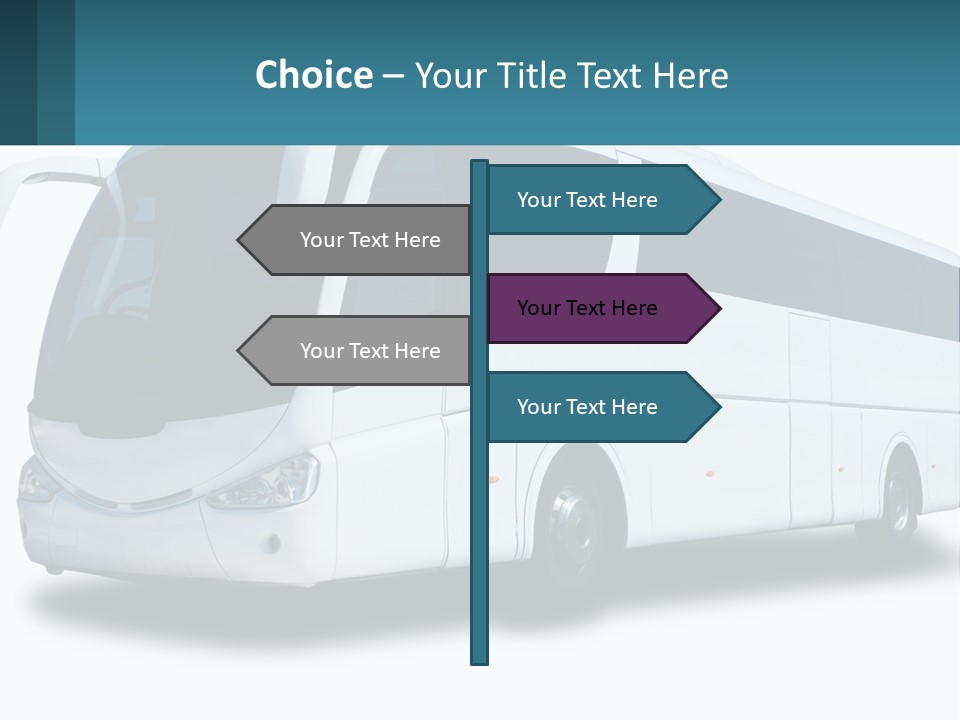 A White Bus Is Shown With A Blue Background PowerPoint Template