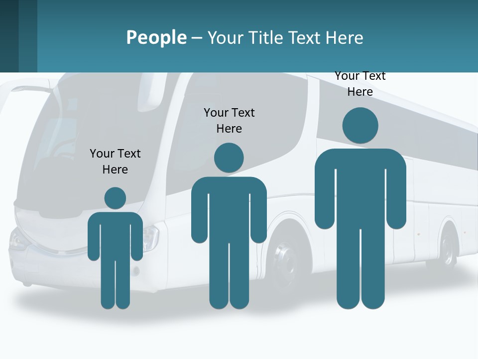 A White Bus Is Shown With A Blue Background PowerPoint Template