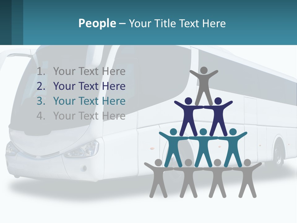 A White Bus Is Shown With A Blue Background PowerPoint Template