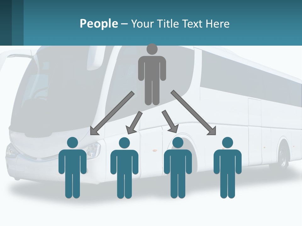 A White Bus Is Shown With A Blue Background PowerPoint Template