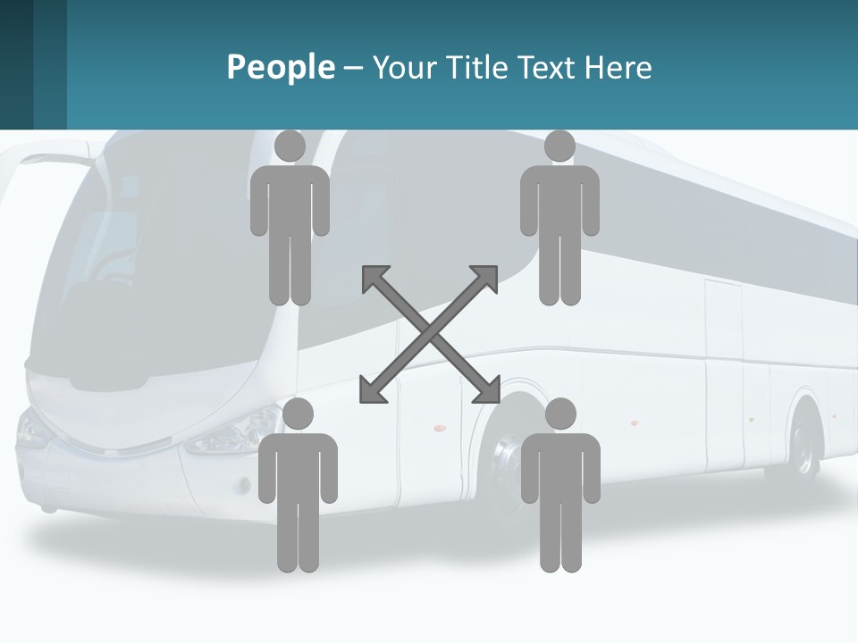 A White Bus Is Shown With A Blue Background PowerPoint Template