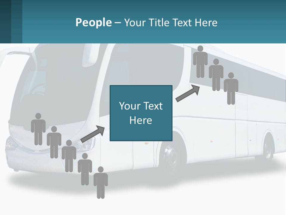 A White Bus Is Shown With A Blue Background PowerPoint Template