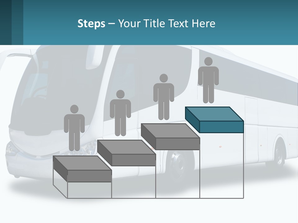 A White Bus Is Shown With A Blue Background PowerPoint Template