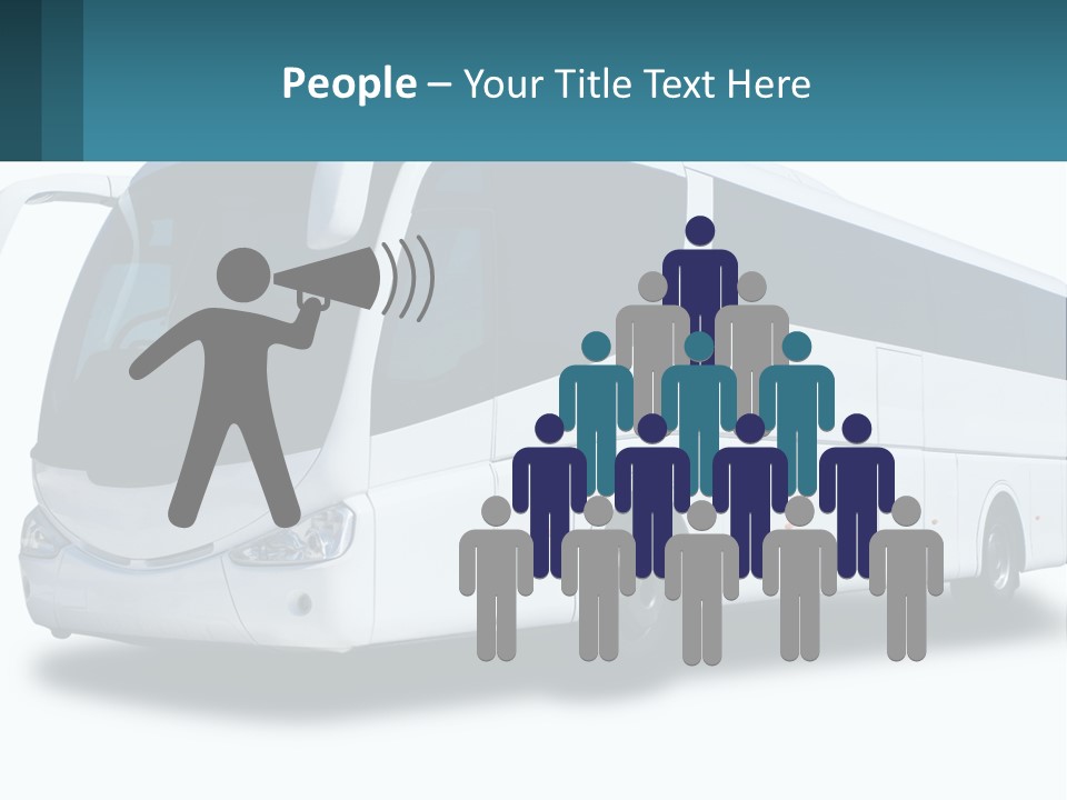 A White Bus Is Shown With A Blue Background PowerPoint Template