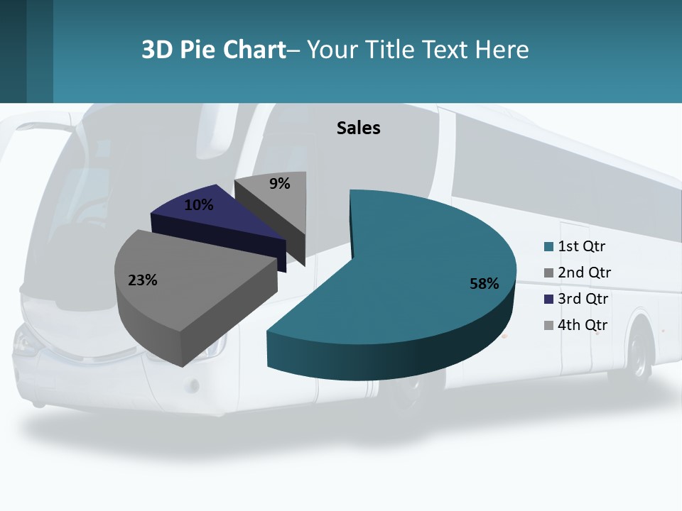 A White Bus Is Shown With A Blue Background PowerPoint Template
