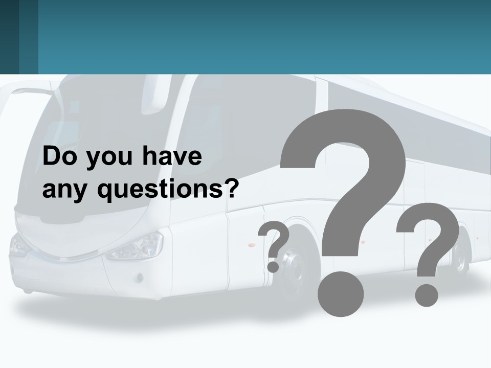 A White Bus Is Shown With A Blue Background PowerPoint Template