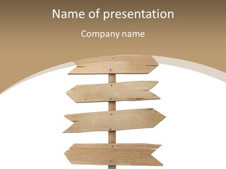 A Group Of Wooden Signs Pointing In Different Directions PowerPoint Template