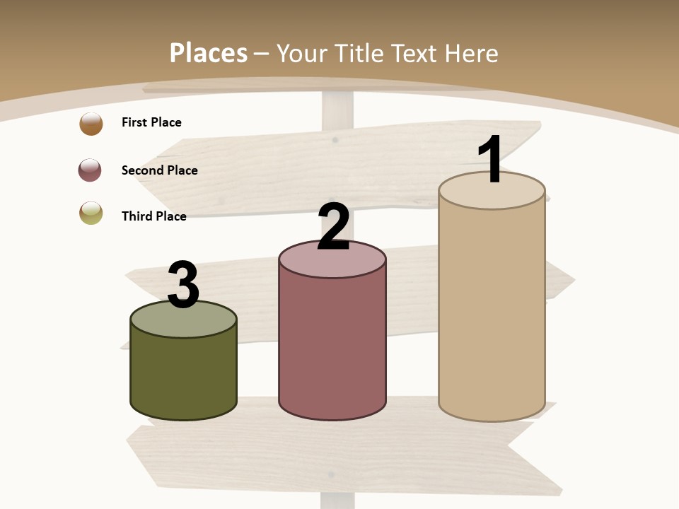 A Group Of Wooden Signs Pointing In Different Directions PowerPoint Template