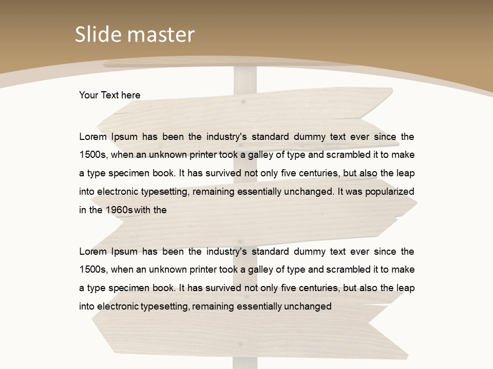 A Group Of Wooden Signs Pointing In Different Directions PowerPoint Template