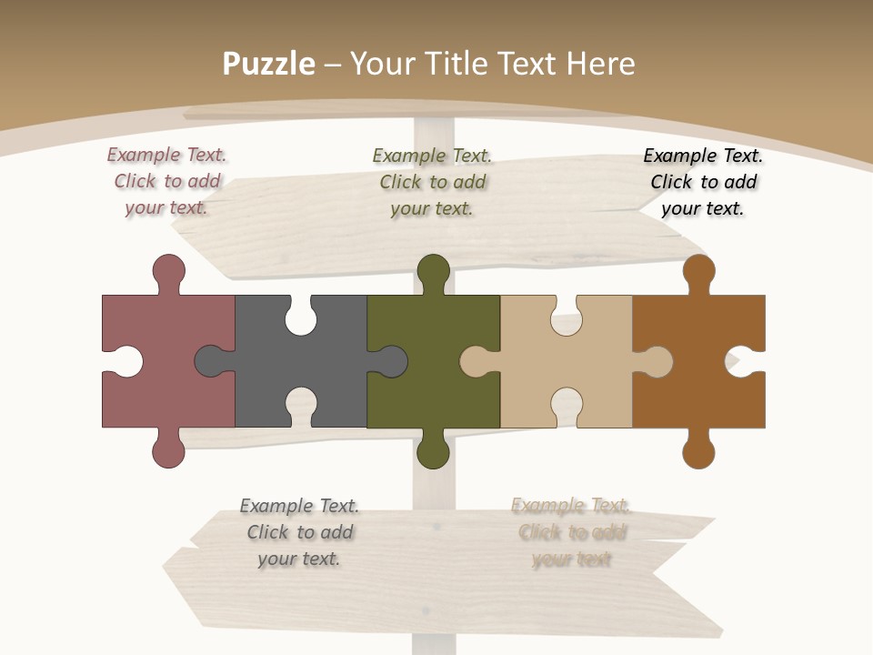 A Group Of Wooden Signs Pointing In Different Directions PowerPoint Template