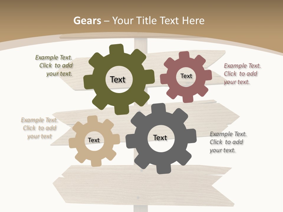 A Group Of Wooden Signs Pointing In Different Directions PowerPoint Template