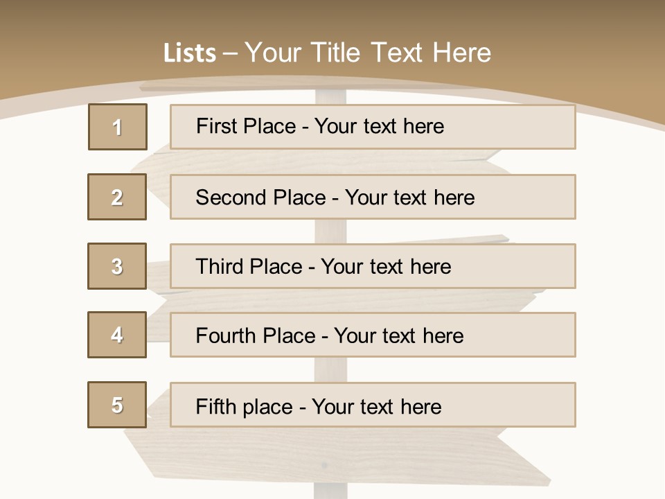 A Group Of Wooden Signs Pointing In Different Directions PowerPoint Template