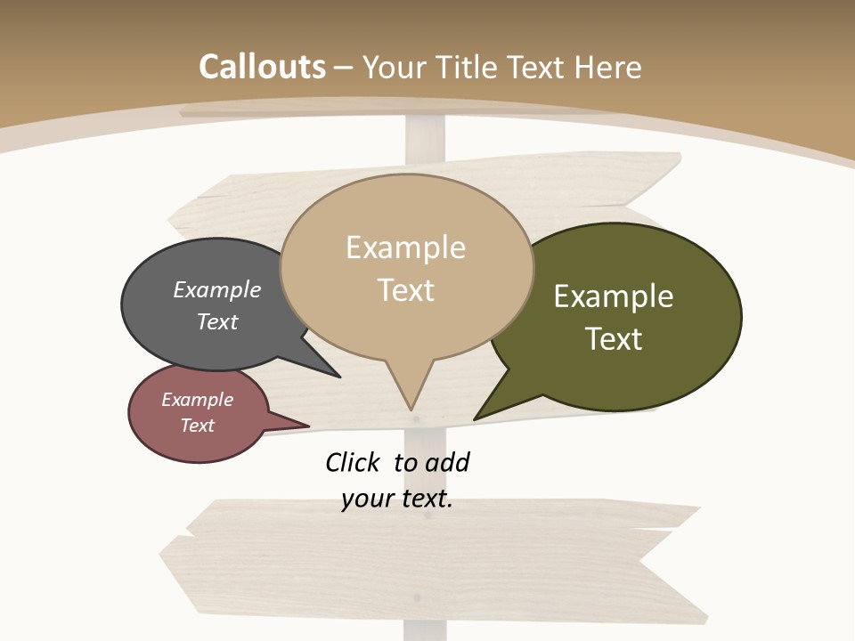 A Group Of Wooden Signs Pointing In Different Directions PowerPoint Template