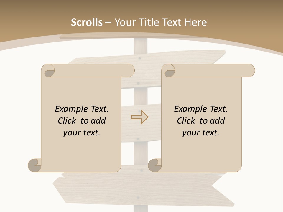 A Group Of Wooden Signs Pointing In Different Directions PowerPoint Template
