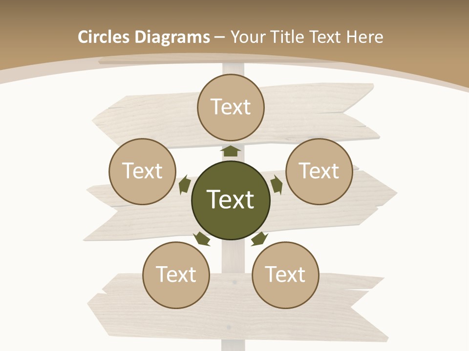 A Group Of Wooden Signs Pointing In Different Directions PowerPoint Template