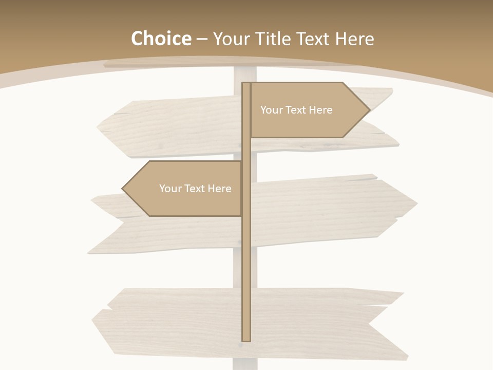 A Group Of Wooden Signs Pointing In Different Directions PowerPoint Template