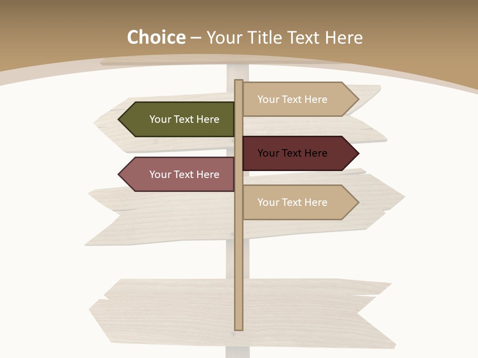 A Group Of Wooden Signs Pointing In Different Directions PowerPoint Template