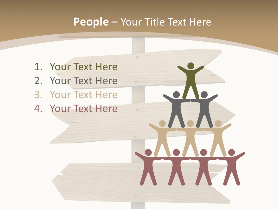 A Group Of Wooden Signs Pointing In Different Directions PowerPoint Template