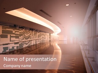 A Large Room With A Long Wall And A Lot Of Windows PowerPoint Template