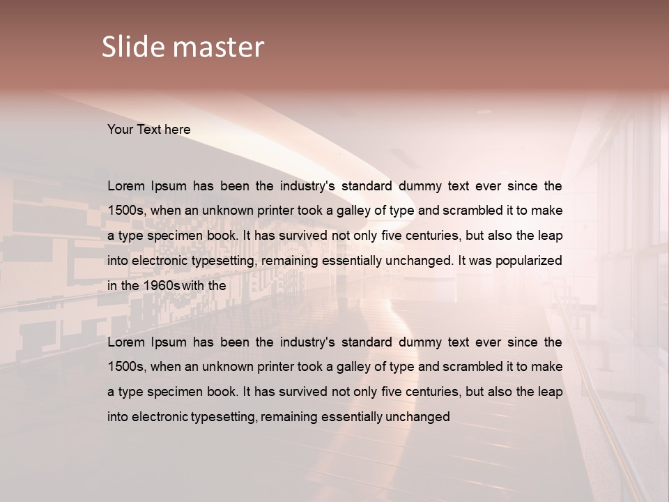 A Large Room With A Long Wall And A Lot Of Windows PowerPoint Template