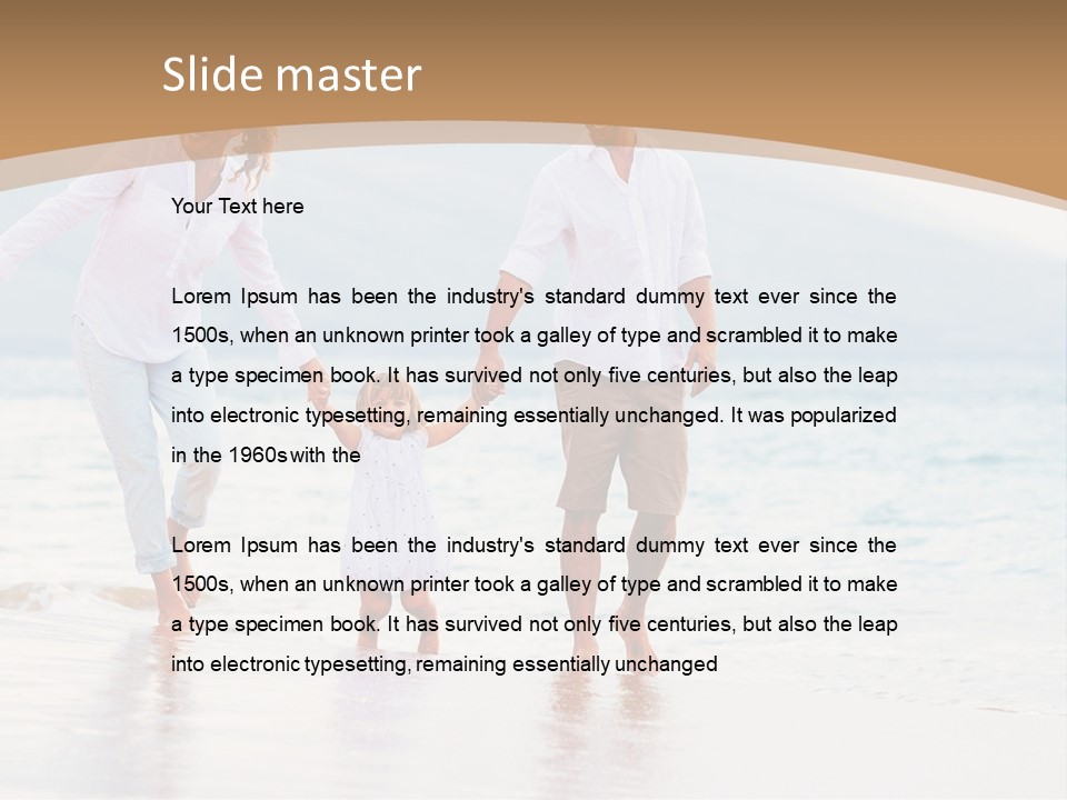 A Family Walking On The Beach Holding Hands PowerPoint Template