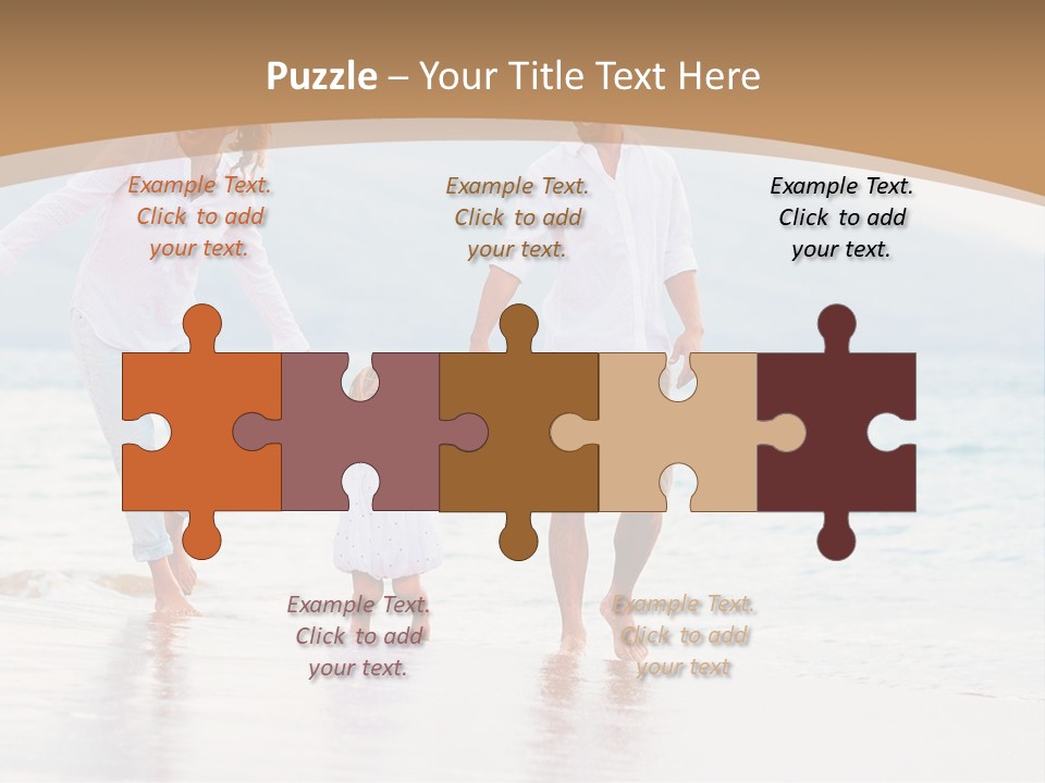 A Family Walking On The Beach Holding Hands PowerPoint Template