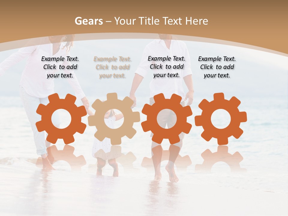 A Family Walking On The Beach Holding Hands PowerPoint Template