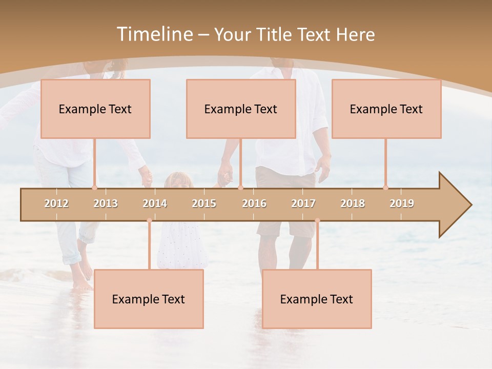 A Family Walking On The Beach Holding Hands PowerPoint Template