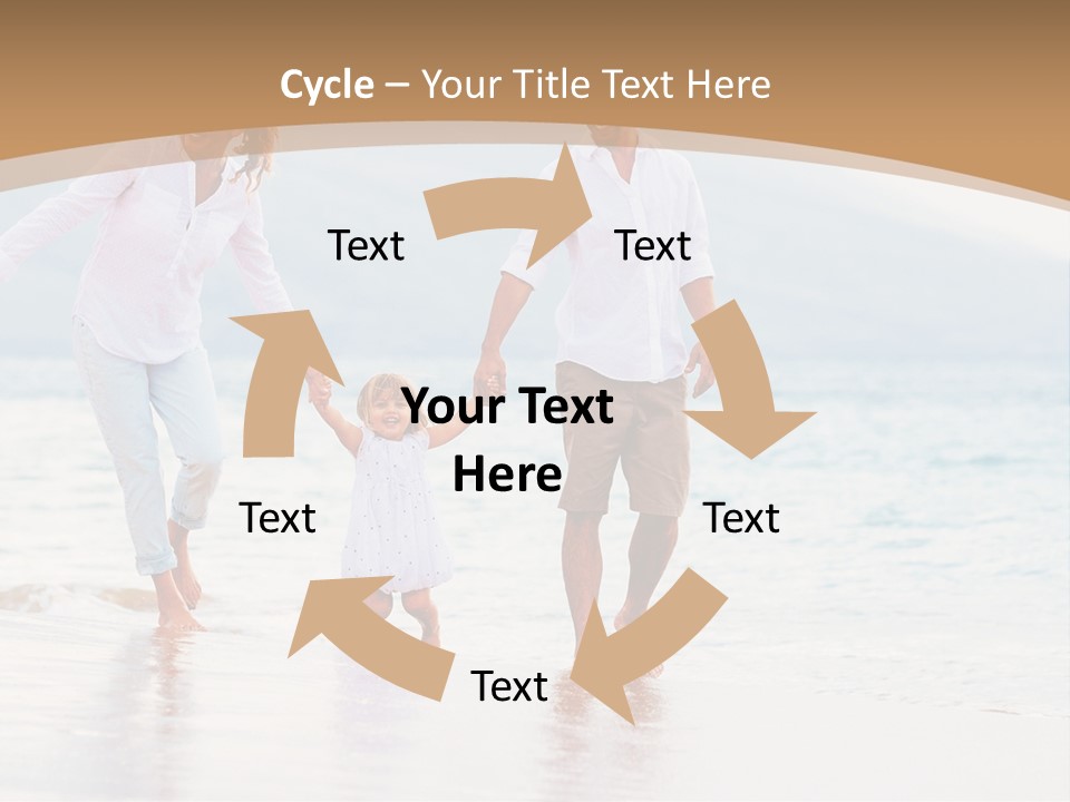 A Family Walking On The Beach Holding Hands PowerPoint Template