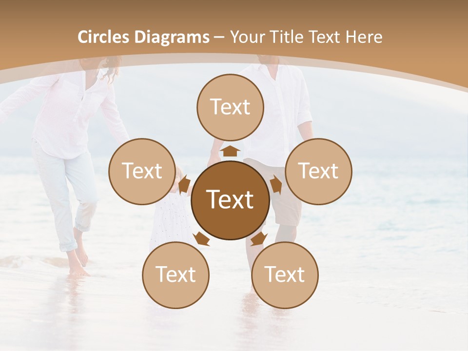 A Family Walking On The Beach Holding Hands PowerPoint Template