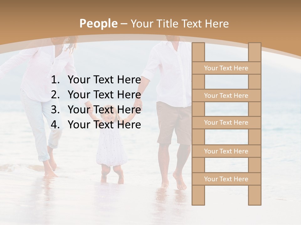 A Family Walking On The Beach Holding Hands PowerPoint Template