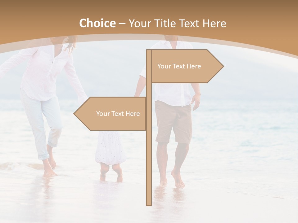 A Family Walking On The Beach Holding Hands PowerPoint Template