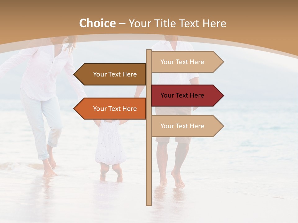 A Family Walking On The Beach Holding Hands PowerPoint Template
