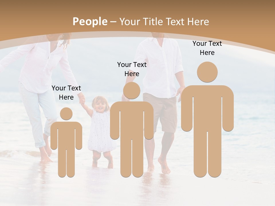 A Family Walking On The Beach Holding Hands PowerPoint Template