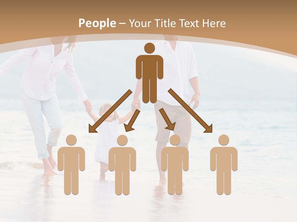 A Family Walking On The Beach Holding Hands PowerPoint Template