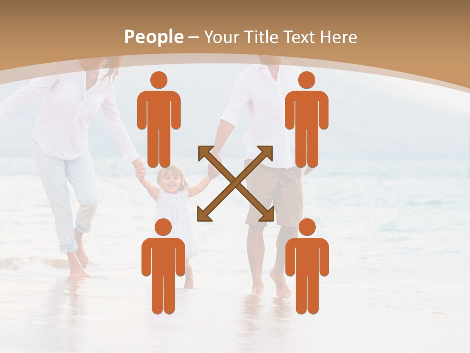 A Family Walking On The Beach Holding Hands PowerPoint Template