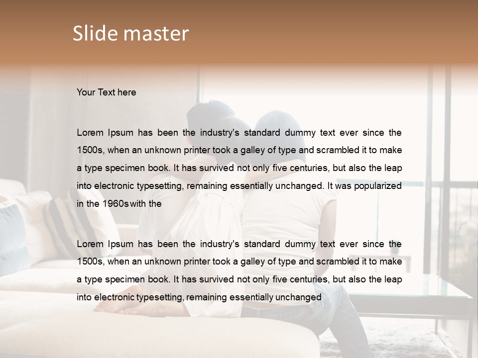 A Group Of People Sitting On A Couch In A Living Room PowerPoint Template