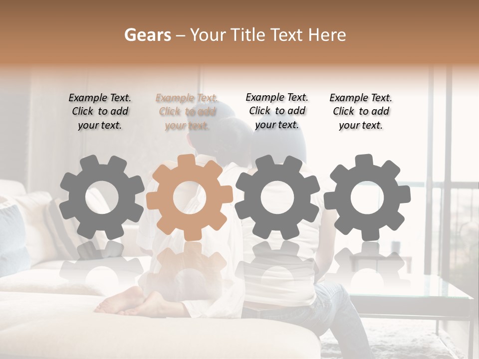 A Group Of People Sitting On A Couch In A Living Room PowerPoint Template