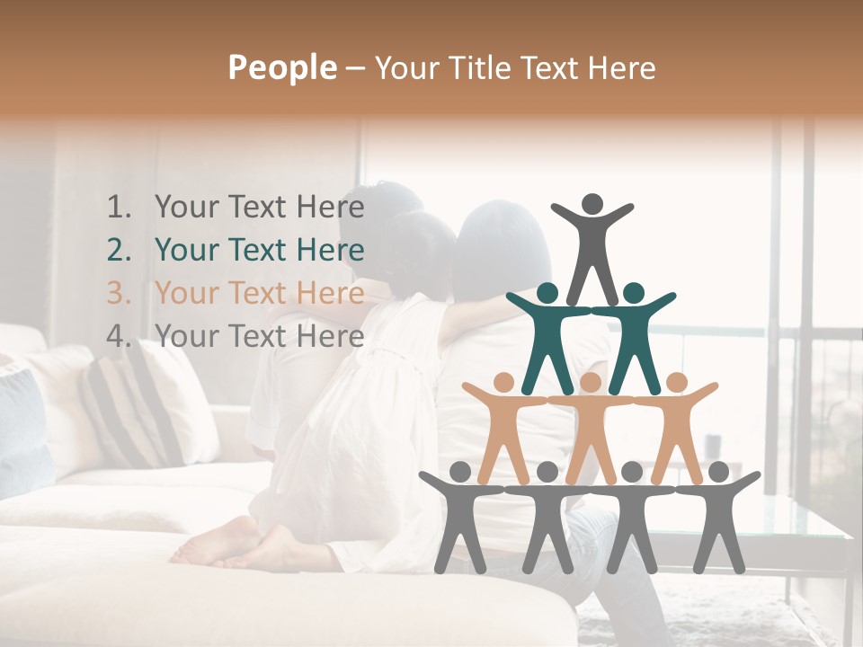 A Group Of People Sitting On A Couch In A Living Room PowerPoint Template
