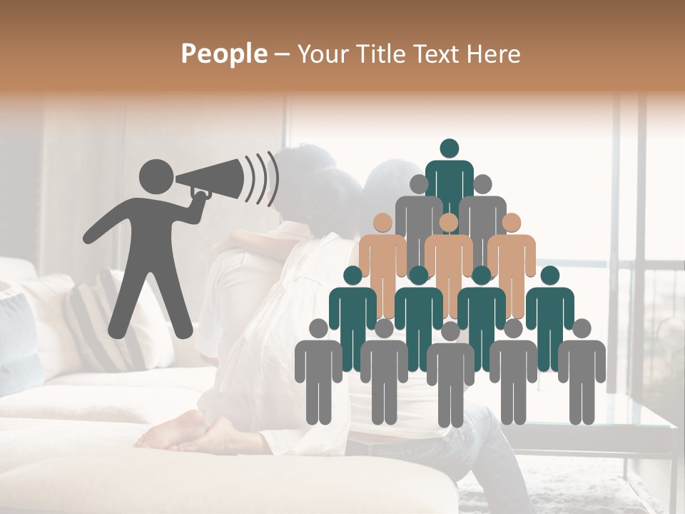 A Group Of People Sitting On A Couch In A Living Room PowerPoint Template