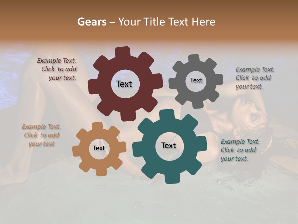 A Woman In A Bikini Laying On A Surfboard In A Pool PowerPoint Template