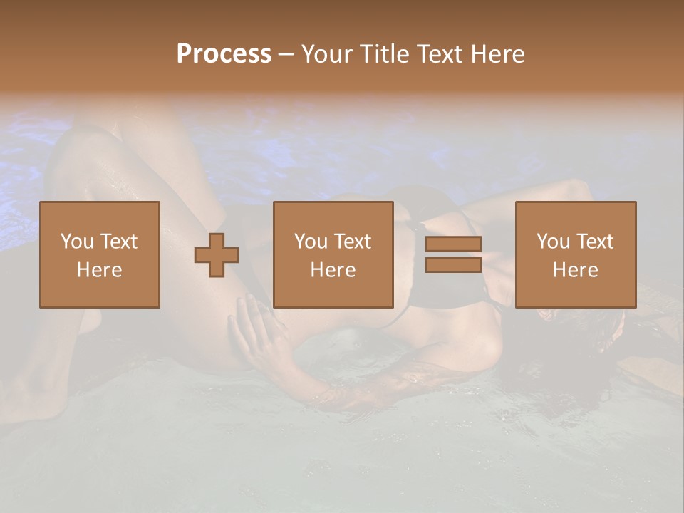 A Woman In A Bikini Laying On A Surfboard In A Pool PowerPoint Template