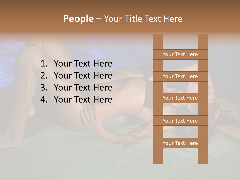 A Woman In A Bikini Laying On A Surfboard In A Pool PowerPoint Template