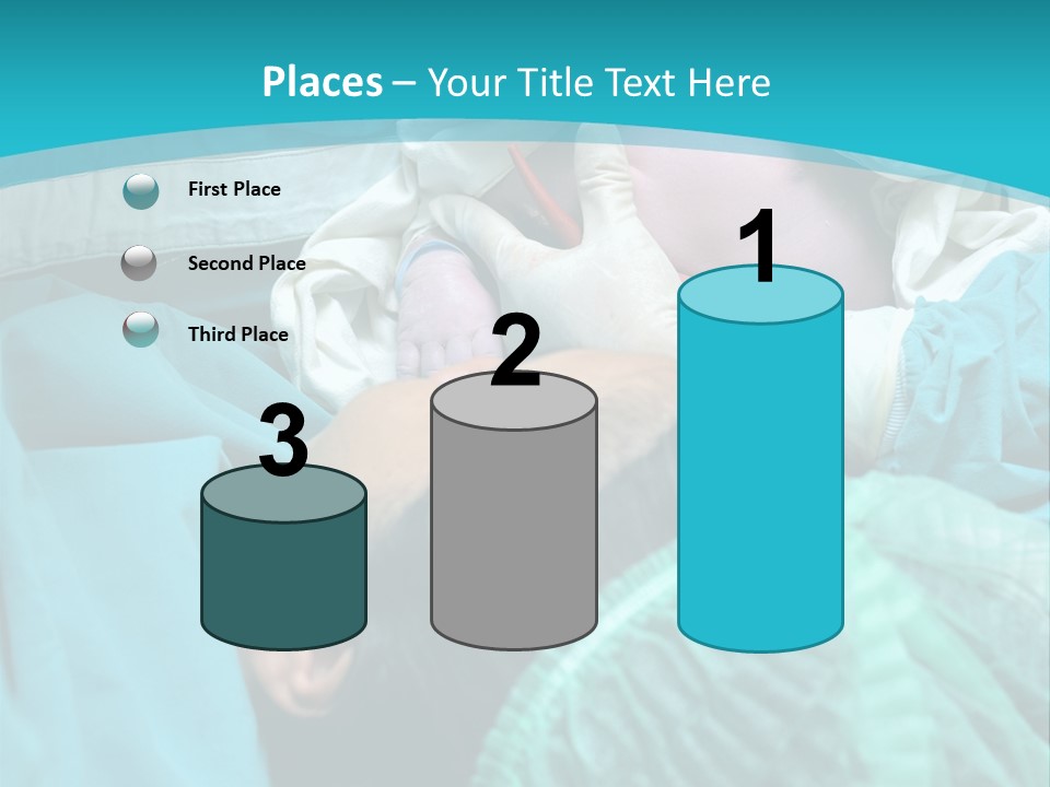A Baby Laying In A Hospital Bed With An Adult PowerPoint Template